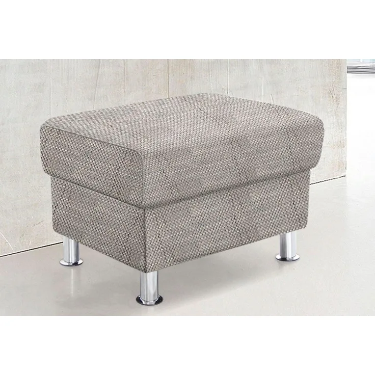 TRENDMANUFAKTUR Hocker Rondo, Polsterhocker zur Serie, Breite 67 cm, Füße chromfarben, Fußhocker wahlweise mit Federkern, in verschiedenen Bezügen bestellbar