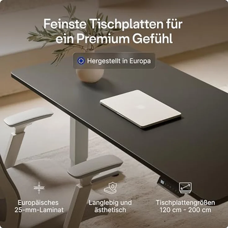 Höhenverstellbarer Schreibtisch - Höhenverstellbar Elektrisch mit Flüsterleisem Dual-Motor & Touchscreen - Hohe Tragfähigkeit - Stehtisch von Desktronic, Grau + Schwarz, 140x70 cm – Bild 9