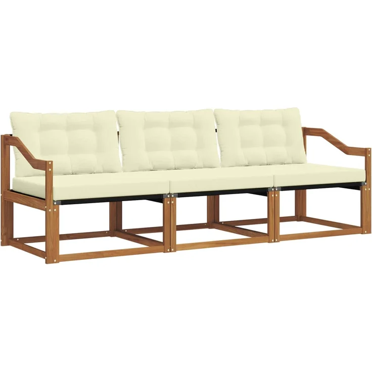 vidaXL Outdoor-Sofagarnitur 3 stk. 3-Sitzer Natur und Creme 3369153 – Bild 2