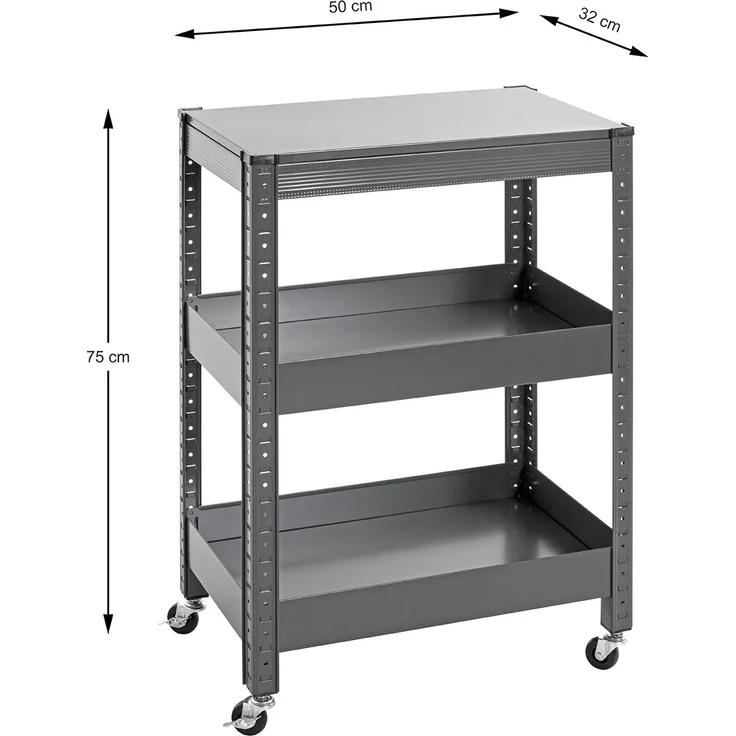 Servierwagen >55818< in anthrazit, Metall - 50x75x32cm (BxHxT) – Bild 2