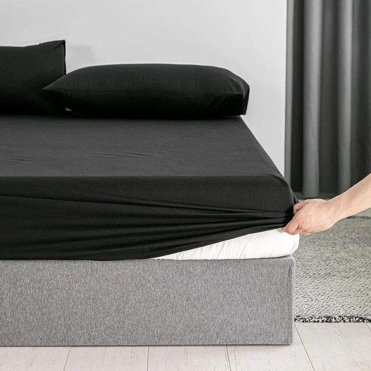 Good Nite Spannbettlaken 140x200 cm Schwarz Polyester Bettlaken 30cm Extra Tiefe Taschenlaken Spannbetttuch Weich und atmungsaktiv Maschinenwaschbar – Bild 3