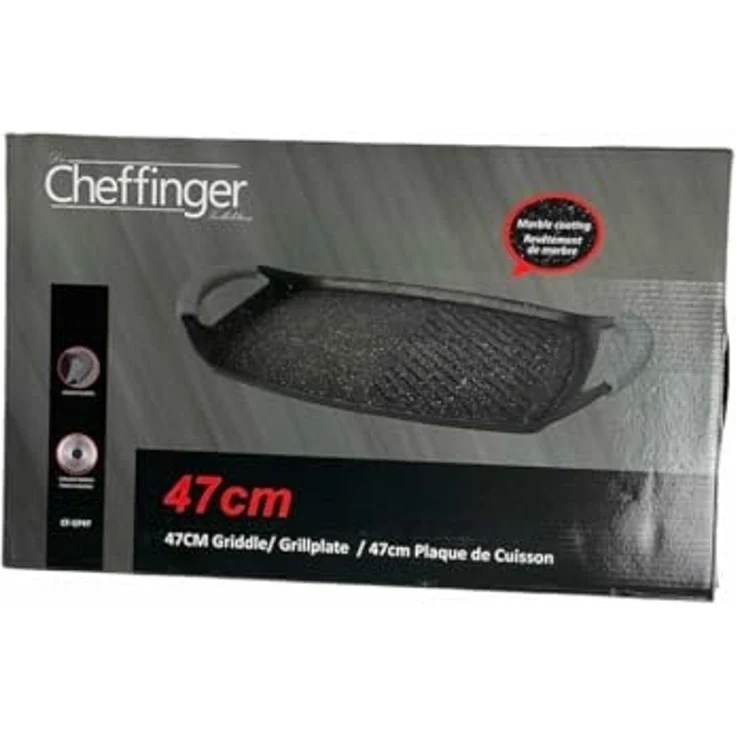 Cheffinger Grillplatte, Induktion, Aluguss beschichtet schwarz, 29 x 47 x 4 cm – Bild 2