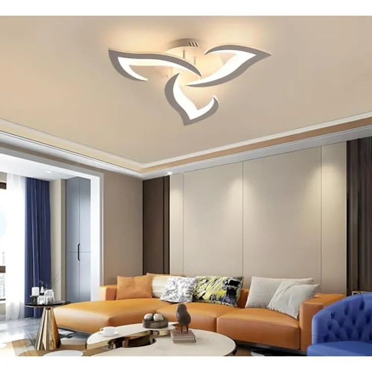 Comely Deckenlampe LED Wohnzimmer, 58cm 36W LED Lampen Deckenleuchte, Moderne Blütenblatt Design Lampen für Wohnzimmer Küche Schlafzimmer Esszimmer, 3000K Warmweißes Licht, Weiß – Bild 8