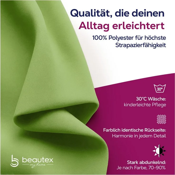 Beautex Verdunkelungsvorhang Verdunkelungsgardine Kräuselband Vorhang blickdicht abdunkelnd, Kräuselband (1 St), verdunkelnd – Bild 1