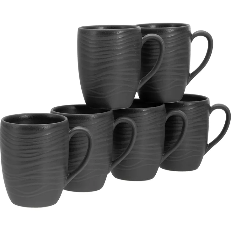 Lava Stone Schwarz, Kaffeebecher 6-tlg (mo)