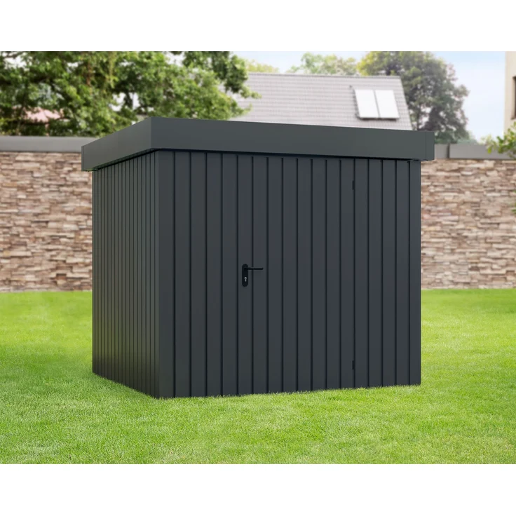 Hörmann Ecostar Metall-Gerätehaus "Euroline Trend" mit Flachdach EFD 5, anthrazitgrau, 214 x 214 cm,1-flüglige Tür – Bild 2