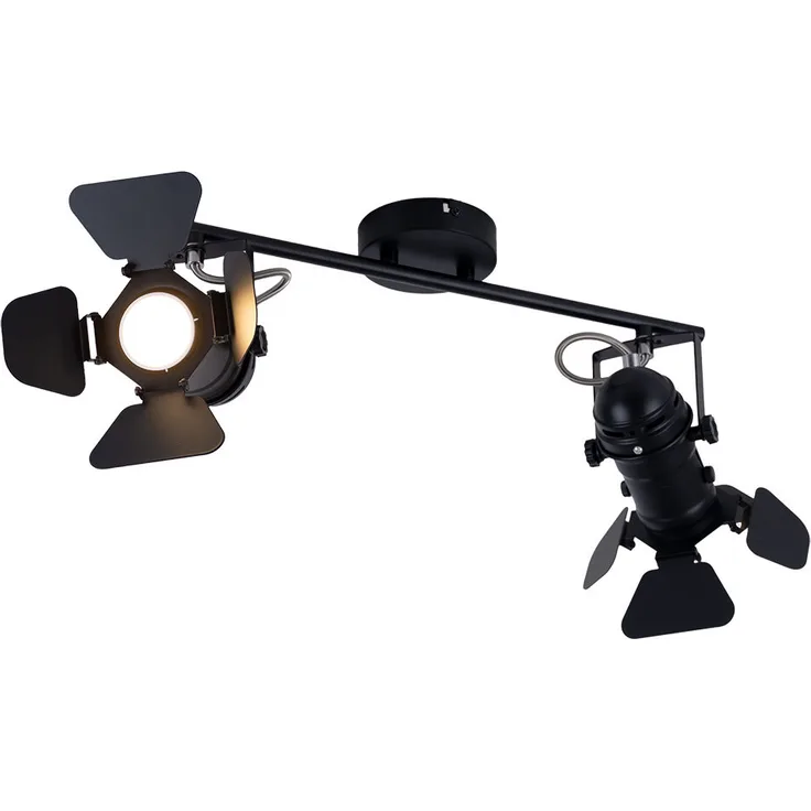 Deckenstrahler, schwarz, bewegliche Klappen, L 54 cm