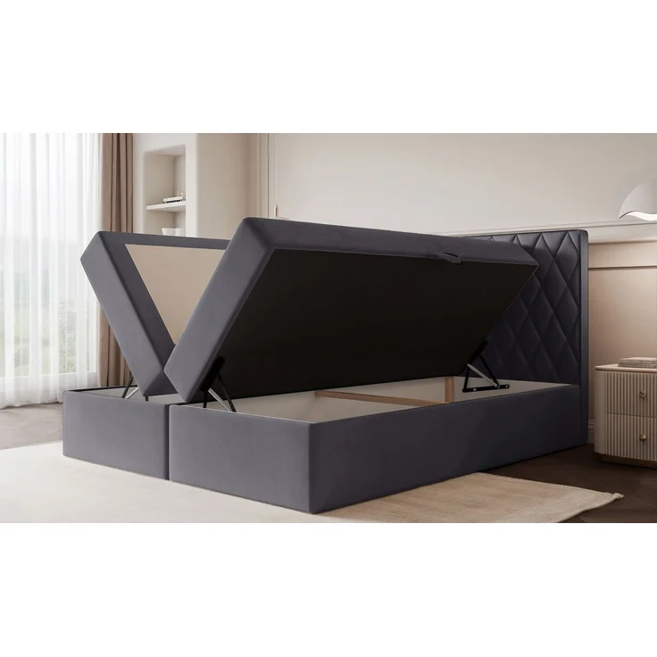 Selsey 'Carenzo' Boxspringbett mit Bonellmatratze, Topper, Chenille, beige, 160x200 cm – Bild 3