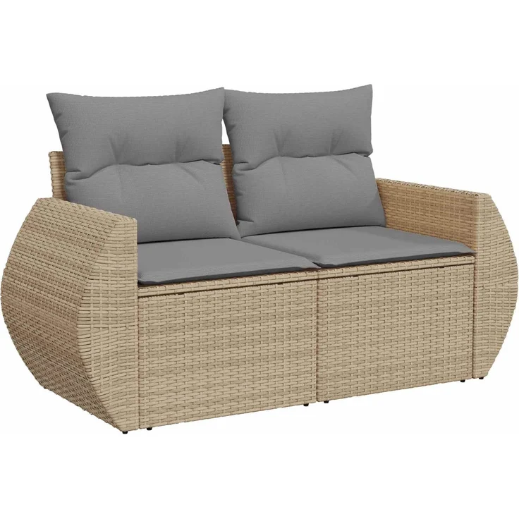 vidaXL Sofa Set 5 stk. Beige und Hellgrau Polyrattan und Stahl 3447903 – Bild 3