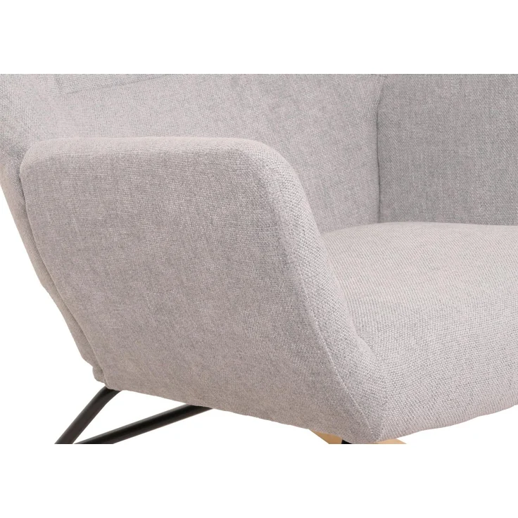 Schaukelstuhl HWC-N13, Schwingstuhl Relaxsessel Fernsehsessel, Massiv-Holz Metall Stoff/Textil 320g/m² ~ hellgrau – Bild 6