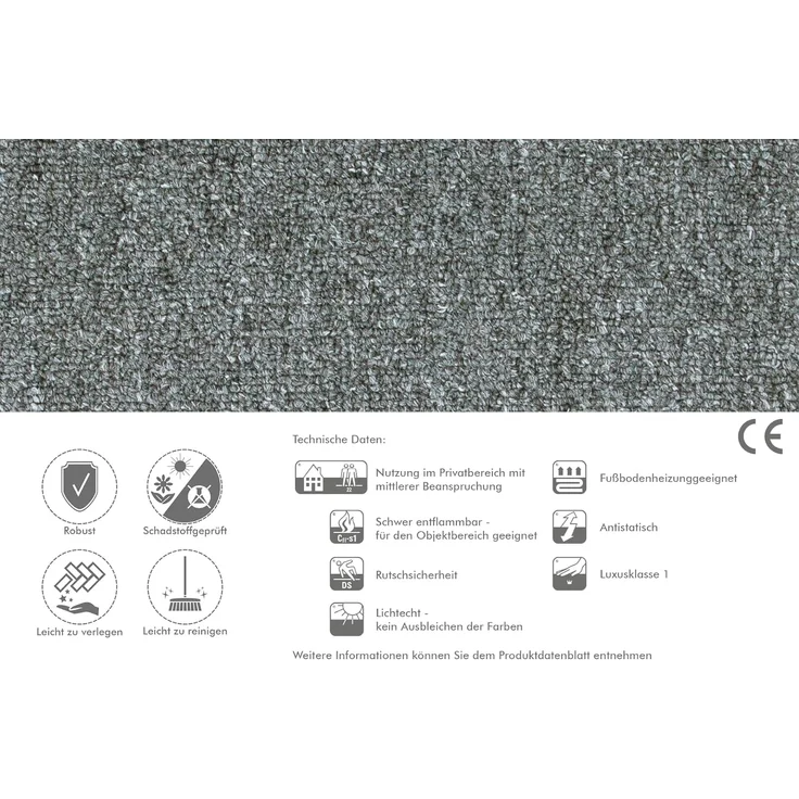 andiamo Teppichboden Henry Schlinge Auslegware robust pflegeleicht anthrazit 300 x 200 cm – Bild 7