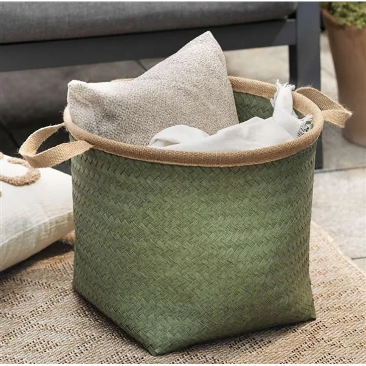 Füllkorb "Soft" aus PP geflochten in grün, Ø 40 x 35 cm, Aufbewahrungskorb, Ordnungskorb, Flechtkorb