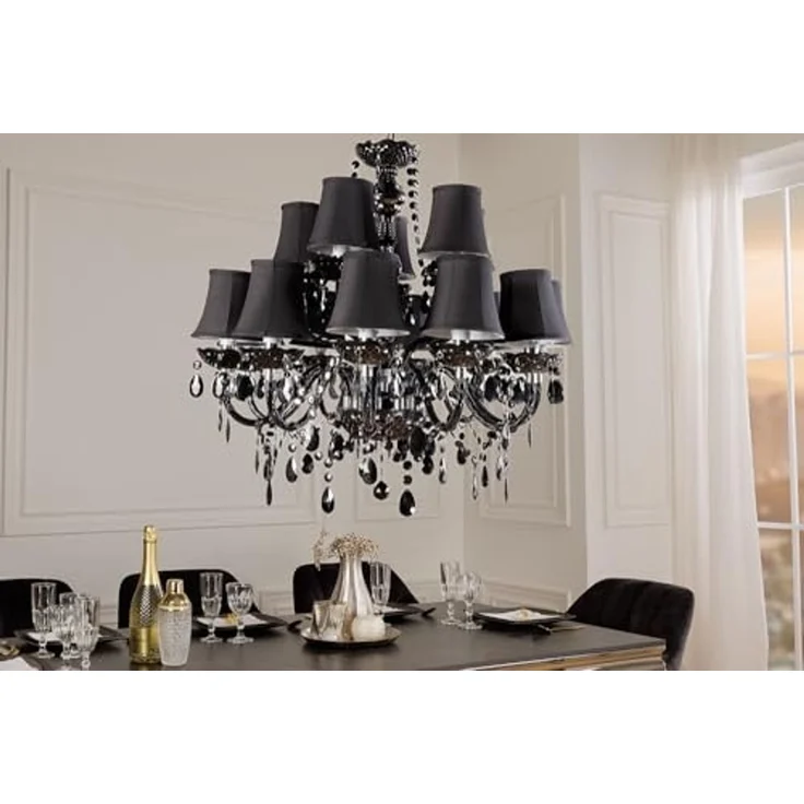 riess-ambiente Kronleuchter BLACK CRYSTAL XL 80cm schwarz · Hängeleuchte mit Kristall-Design, keine besonderen Funktionen, ohne Leuchtmittel, 15-armiger Lüster · Acrylglas · Wohnzimmer · mit Schirmen · Barock – Bild 3