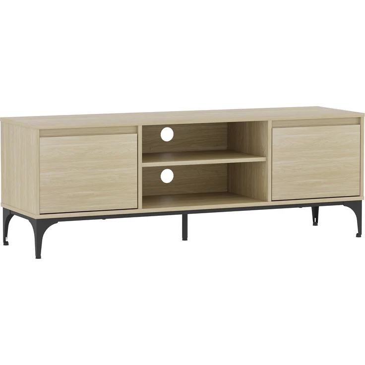 Fernsehschrank Kistiandi 140x40x50 cm Eicheoptik, hell [en. casa] – Bild 3