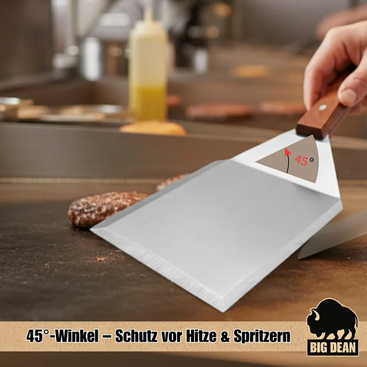 2er Set Grillspachtel Edelstahl + Holfgriffe – Bild 5