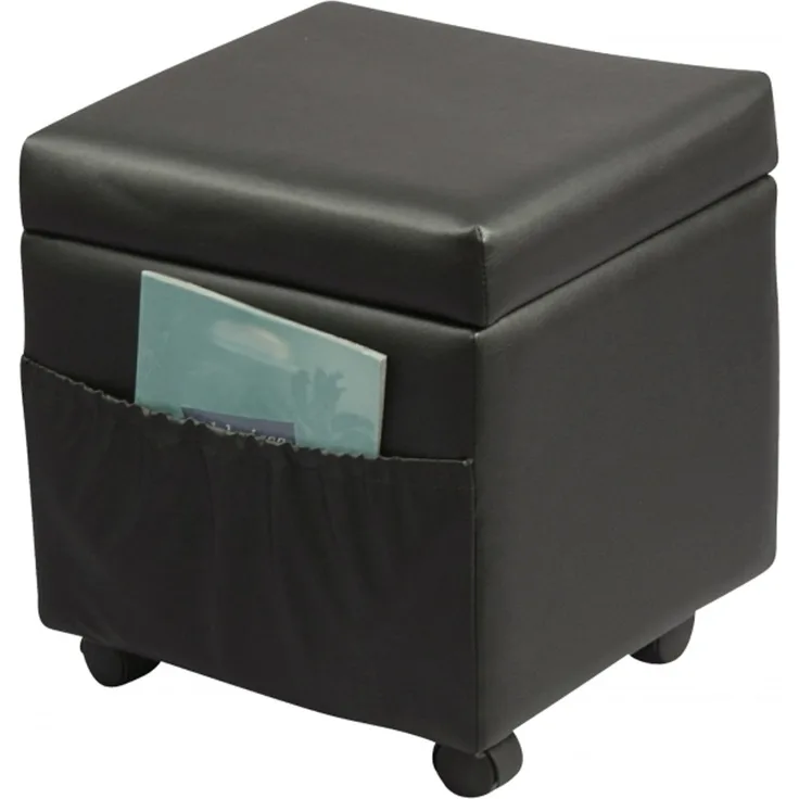 Sitzhocker mit Rollen und Stauraum, schwarz