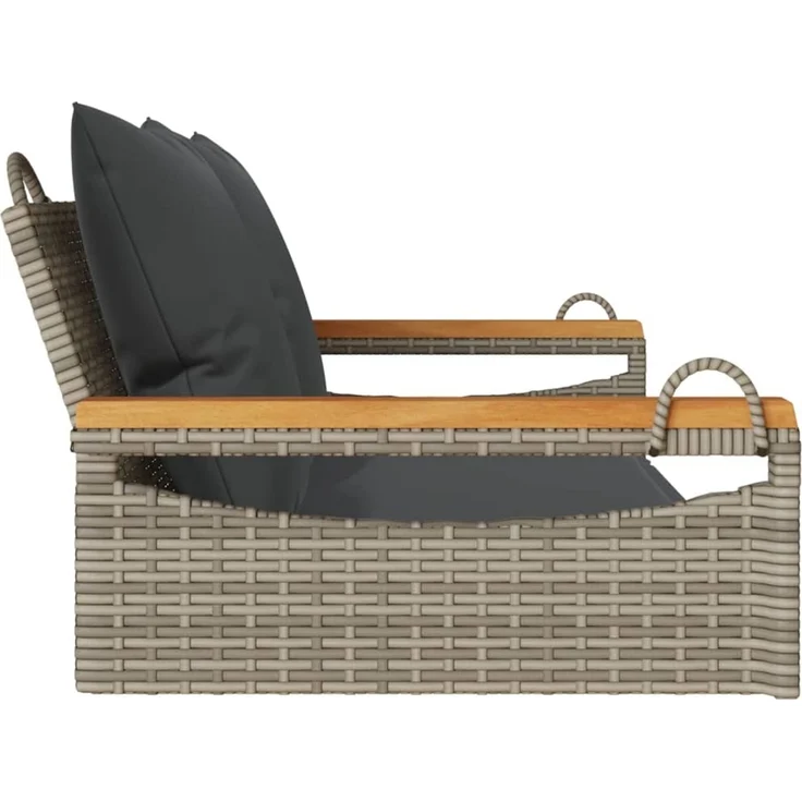 vidaXL Hängebank mit Kissen Grau 109x62x40 cm Poly Rattan 368147 – Bild 5