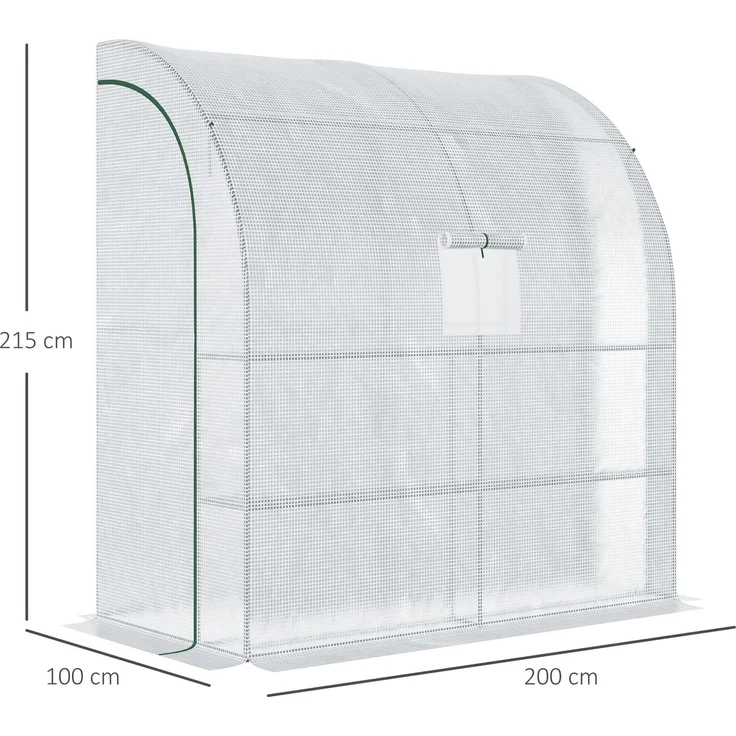 Wohnora-PE-Gartengewächshaus mit 3 Regalböden, Balkongewächshaus, verstärkte 140 g/m²-Folie, weißes Stahlgestell,H 2150cm x T 295cm x B 1000cm,Weiß – Bild 4