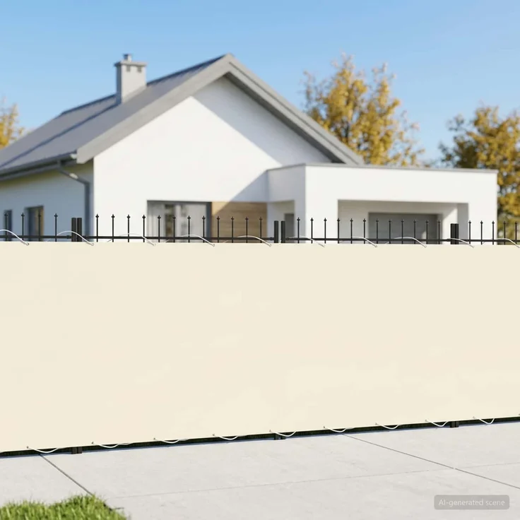 vidaXL Balkon Sichtschutz 200 x 300 cm Stoff mit PU-Beschichtung Creme 42036487 – Bild 1