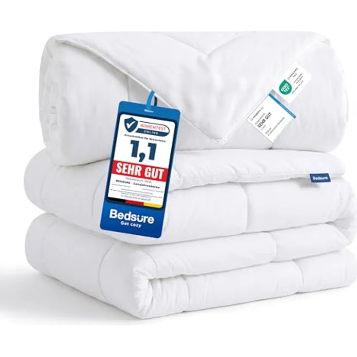 BEDSURE Bettdecke 135x200 2er Set 450gsm - Winterdecke 4 Jahreszeiten Inklusive Ganzjahresdecke 300gsm & Sommerdecke 150gsm, 2 Steppdecke für Vierjahreszeiten/Sommer/Winter, White – Bild 2