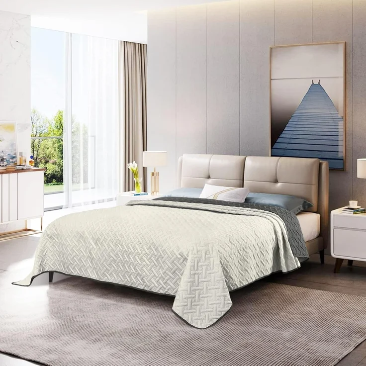 Woltu Tagesdecke, Bettüberwurf, aus Mikrofaser, Überwurfdecke für Bett – Bild 7