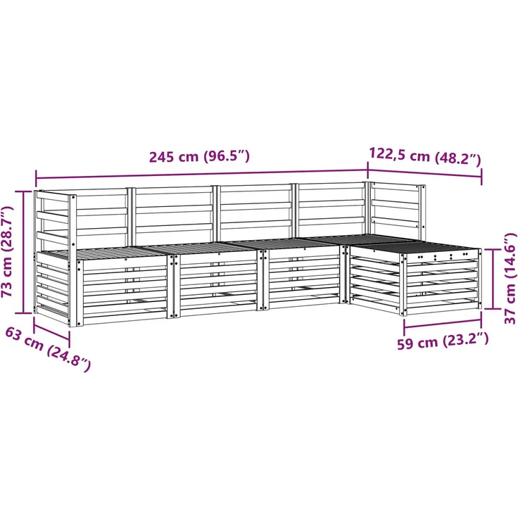 vidaXL Outdoor-Sofagarnitur 5 stk. 5-Sitzer Weiß Massivholz Akazie 3391654 – Bild 7