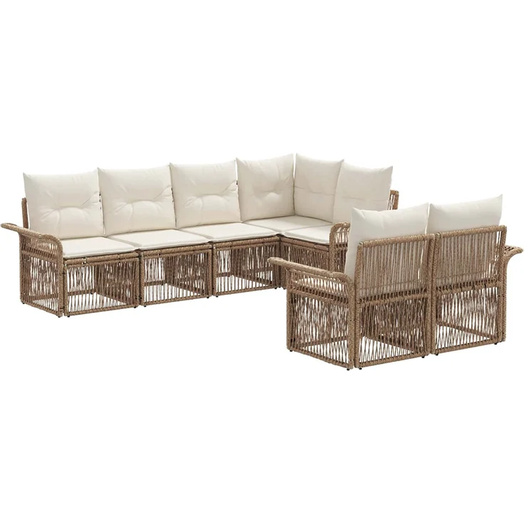 vidaXL Gartensofa-set 7 stk. 7-Sitzer Beige Poly-Rattan 3434889 – Bild 2