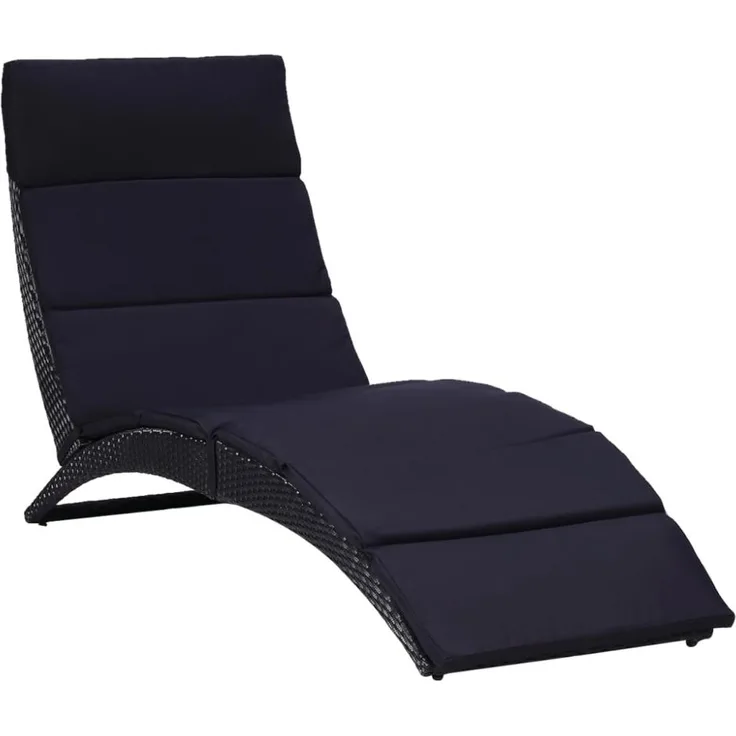 vidaXL Sonnenliege mit Auflage Poly Rattan Schwarz 46539