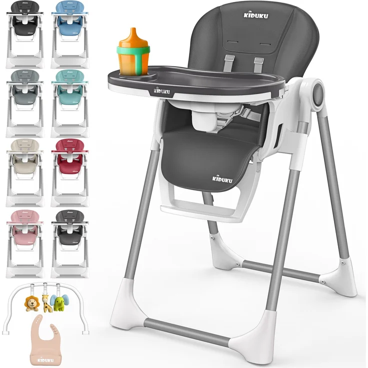 KIDUKU® Hochstuhl Baby 3in1 mit Neugeborenenaufsatz + Lätzchen, Spielbogen & Tisch | Kinderhochstuhl klappbar mit Liegefunktion | Kombihochstuhl höhenverstellbar | Babystuhl mitwachsend 0-36 Monate – Bild 1