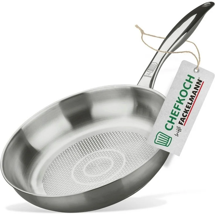 Chefkoch trifft Fackelmann Bratpfanne Bratpfanne Ø24 cm mit Wabenboden – Pfanne aus hochwertigem Edelstahl – Bild 5