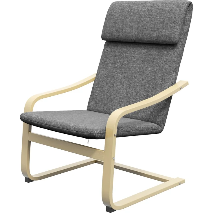 Wohnora-Sessel mit Kopfstütze und Armlehnen, Bezug in Leinenoptik, Holzgestell, Grau + Natur,H 990cm x T 665cm x B 800cm,Dunkelgrau – Bild 2