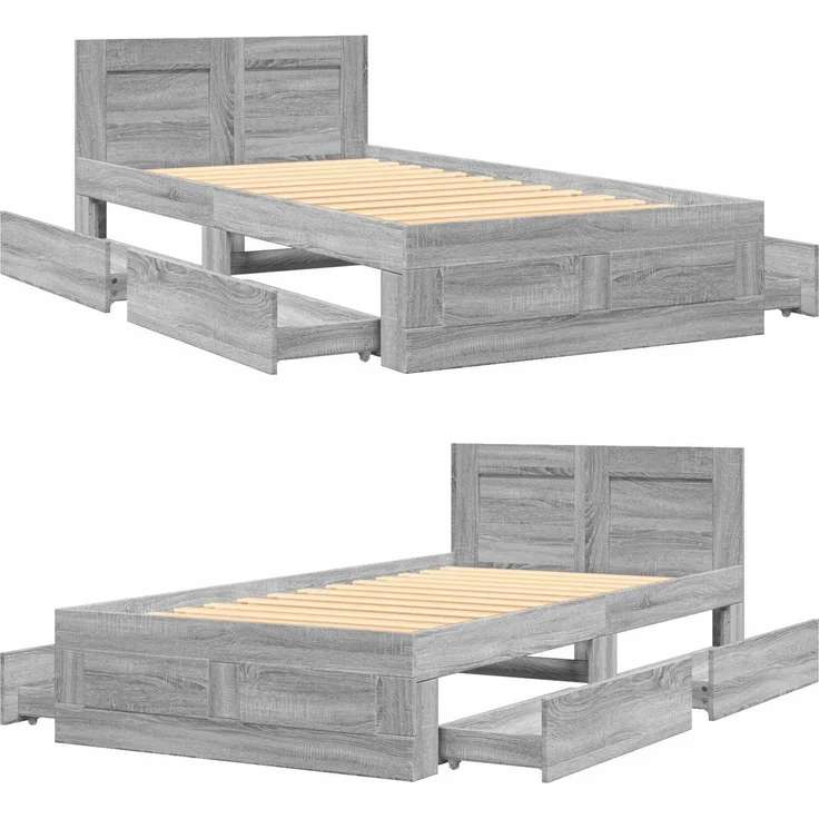 vidaXL Bettrahmen mit Schubladen 2 stk. Grau Sonoma Holzwerkstoff 3429681 – Bild 9
