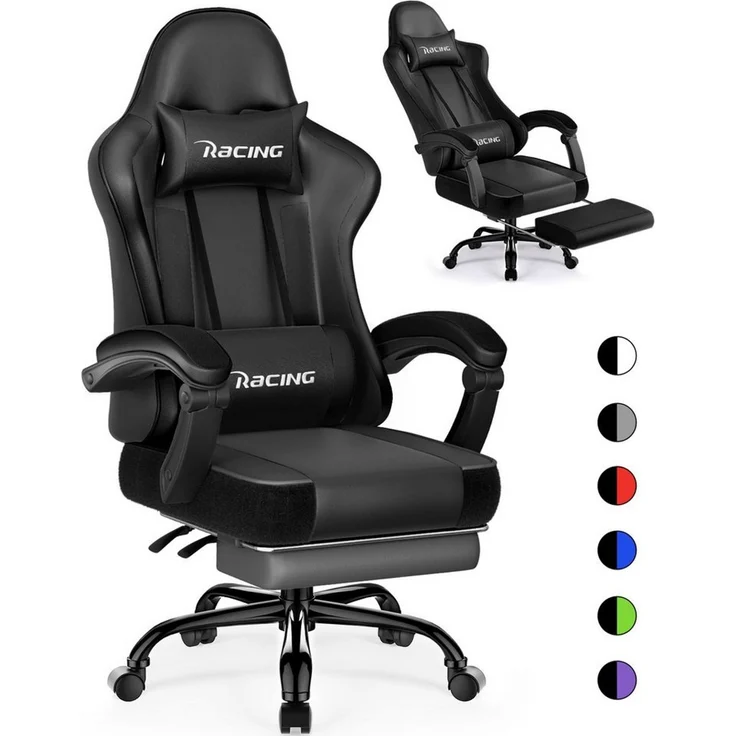 Hiazurm Gaming-Stuhl Gaming Stuhl Chair Gamer Sessel - Ergonomischer Gamer Stuhl (Tragkraft 150 Kg), Gamingstuhl mit Fußstütze Kopfstütze und Lordosenstütz PC Sessel – Bild 5