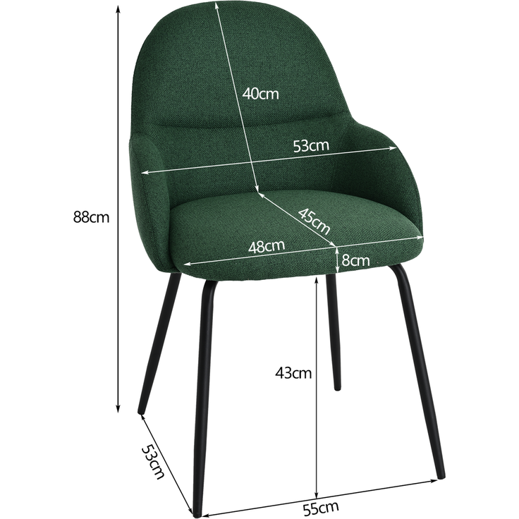 GOEURVANT 1438 Esszimmerstühle 4er-Set mit Armlehnen, Webstoff - Grün – Bild 9