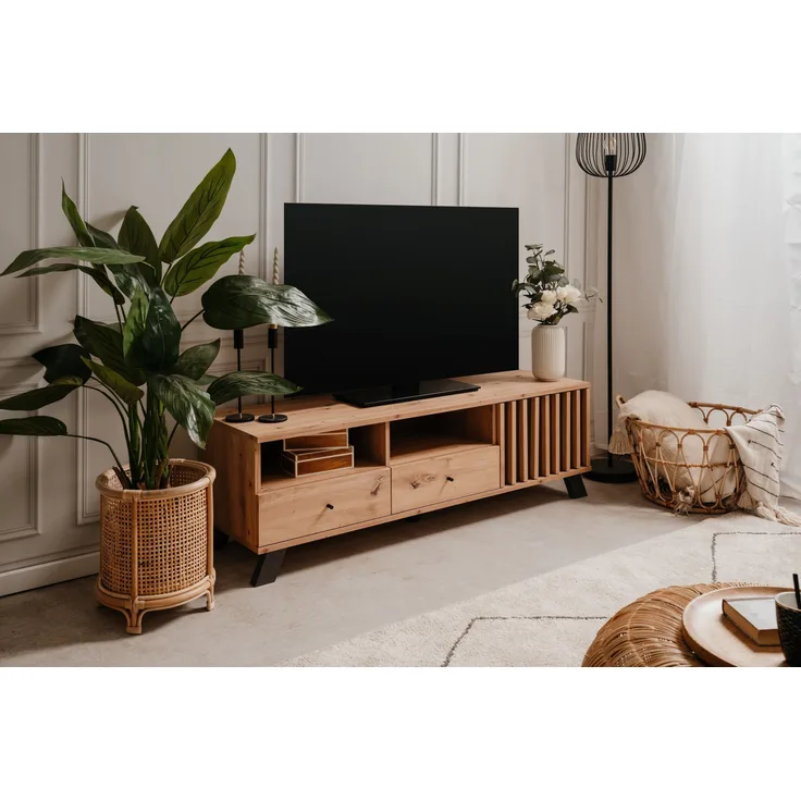 TV-Board >Medan< (BxHxT: 138x44x40 cm) in Artisan Oak / Anthrazit