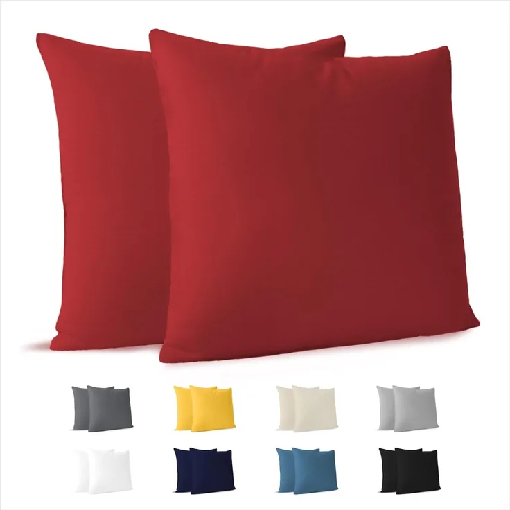 Dreamzie Kissenbezug 65x65 cm (Set mit 2) - 100% Jersey Baumwolle 150 g/qm Kissenbezüge -Rot - Für Kissen 65x65 cm - Kissenhülle - Kissenbezug - Resistent und Hypoallergen