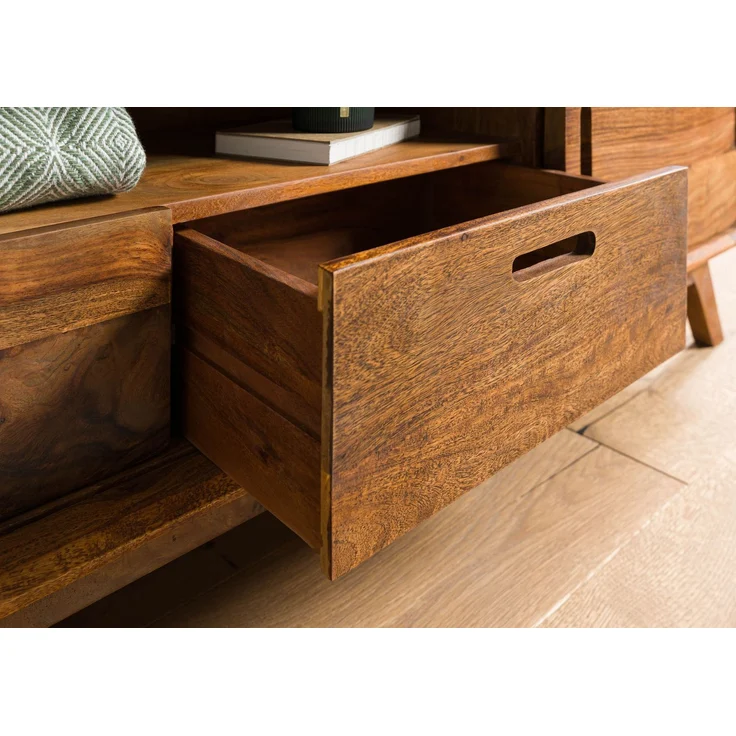 TV-Board Sheesham 173 x 40 x 48 hellbraun lackiert MAILAND #126 – Bild 5
