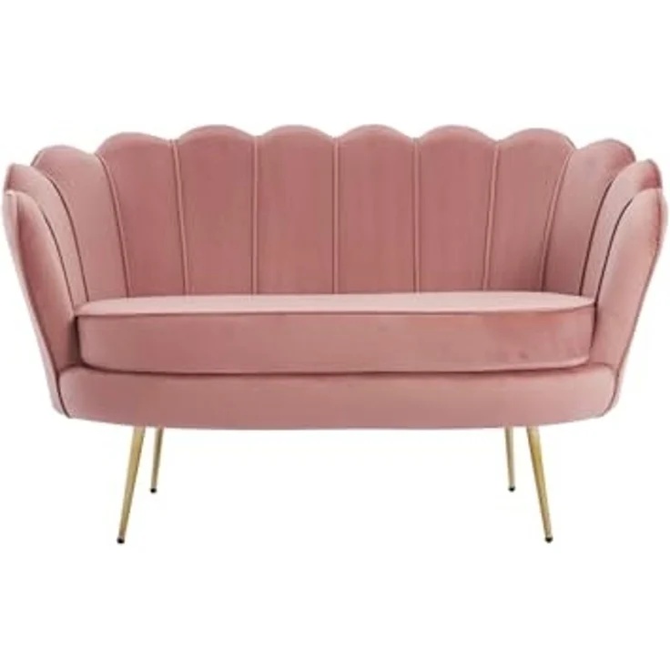 Vente-unique - DANDELION Couchgarnitur mit Sessel SamtStoff Puderrosa - B 73 cm75 cm x H 78 cm76,5 cm x L 124 cm78 cm – Bild 3