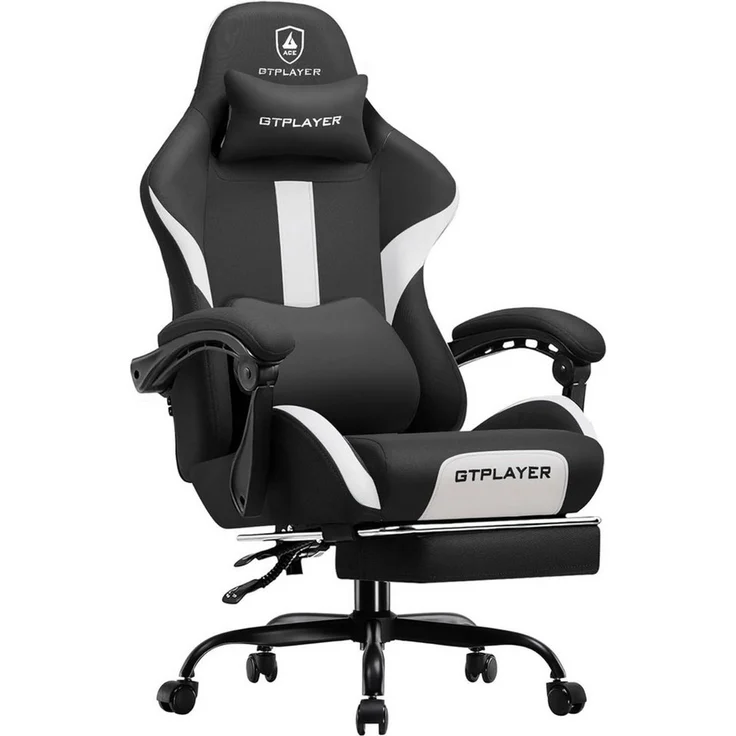 GTPLAYER Gaming-Stuhl Stoff, Racing Gamer Stuhl, Ergonomischer Gaming Sessel Gaming Chair, Schreibtischstuhl, Federsitzkissen mit Fußstütze – Bild 5