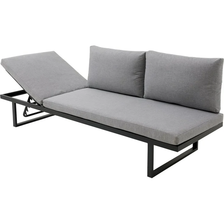 Lounge-Sofa Flin / Burgas, Aluminium, Grau, Schwarz, 207 x 83 x 72 cm – Bild 3