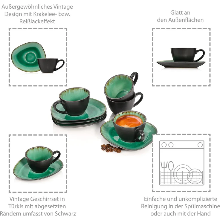 SÄNGER Espressotassen Set Palm Beach 8 teilig – Bild 4
