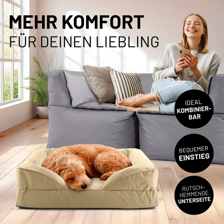 Lumaland Hundebett In-& Outdoor S 70x60x18cm beige vakuumiert – Bild 3