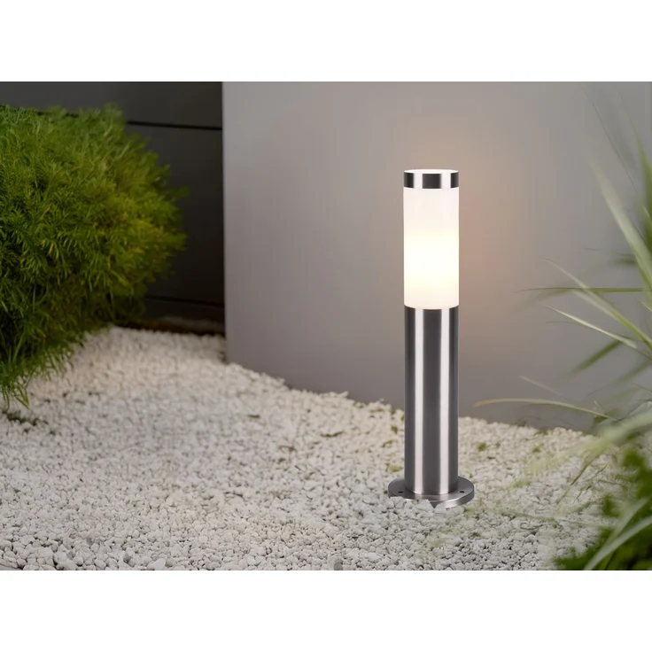 2er Set moderne LED Sockelleuchten aus Edelstahl in Silber, Höhe 45cm – Bild 6