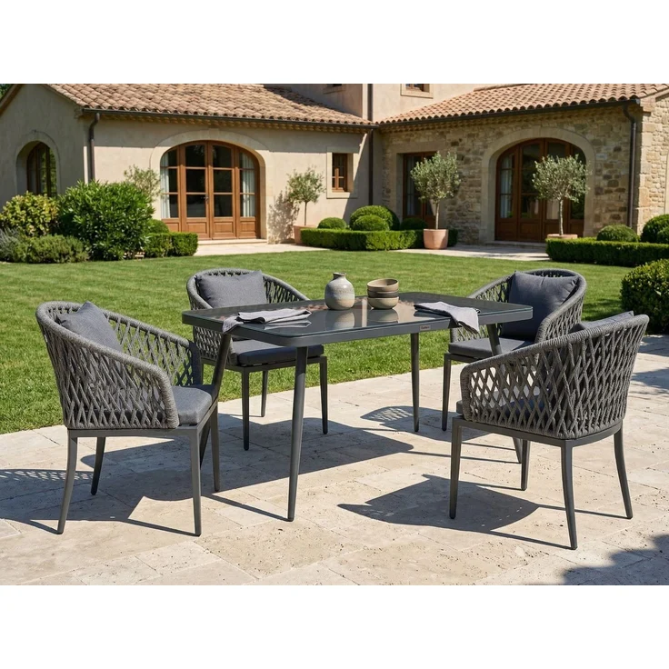 Beliani 'LIPARI' Gartentisch, Glas grau – Bild 3