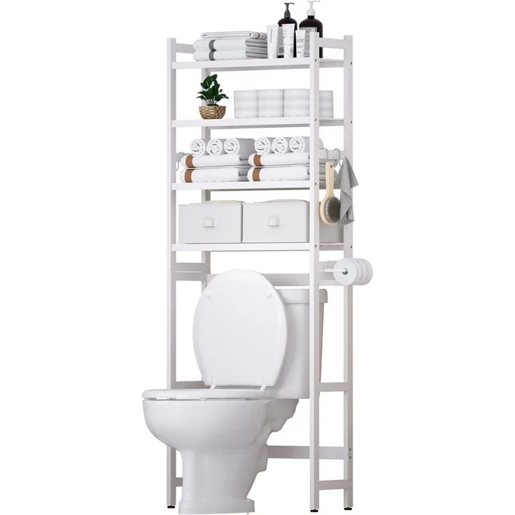 Yorbay Badregal Toilettenregal mit 2 Körben, Bambus WC Regal,59*23.3*166CM, Multifunktional Badezimmerregal,Platzsparend,Einfache Montage – Bild 5