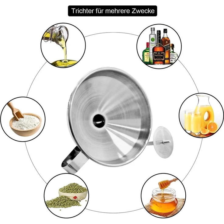 Walfos Trichter Edelstahl 200 Mesh Filter Jam Straining 2 abnehmbaren Sieben – Bild 8