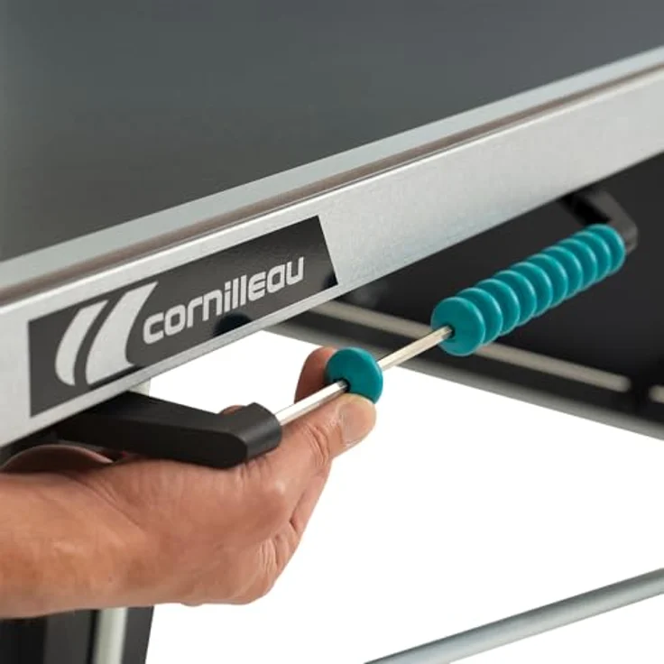 Cornilleau Outdoor Tischtennisplatte 400X, blendfreie Melaminharzplatte, DSI-Verriegelungsmechanismus, höhenverstellbare Füße, schwarz – Bild 5