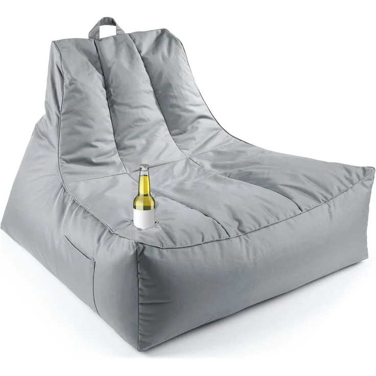 Lumaland Sitzsack Sitzsack-Lounge In-& Outdoor 380l grau, mit Flaschenhalter – Bild 1