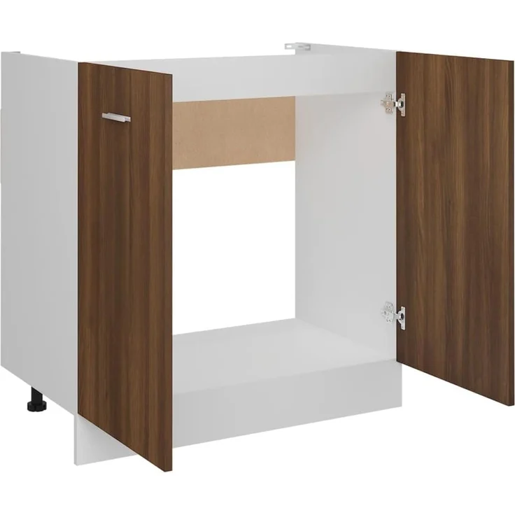 vidaXL Spülenunterschrank, Spülenschrank mit viel Stauraum, Küchenschrank mit 2 Türen, Küchenunterschrank Unterschrank Küche, Braun Eiche-Optik Holzwerkstoff – Bild 8