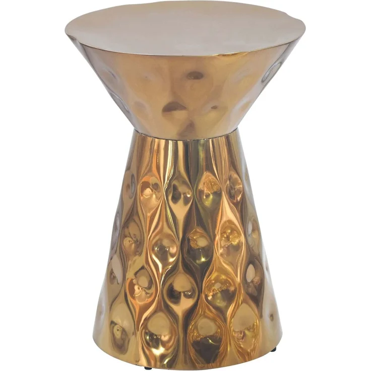 Beistelltisch Aluminium 36cm Gold Rund - Design Anstelltisch Metall - Loungetisch Alu - Moderner Sofatisch - Couchtisch Wohnzimmertisch Klein Handmade – Bild 1